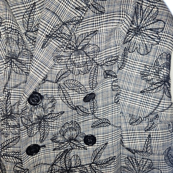Calvin Klein Grey Casual Plaid Floral Embroidery Coat Dress Sz2 - Picture 7 of 12
